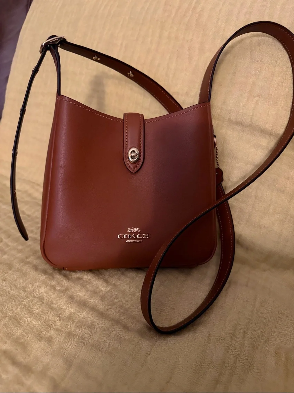 COACH Mini Hadley Leather Crossbody Bag in Brown - Picture 3 of 8
